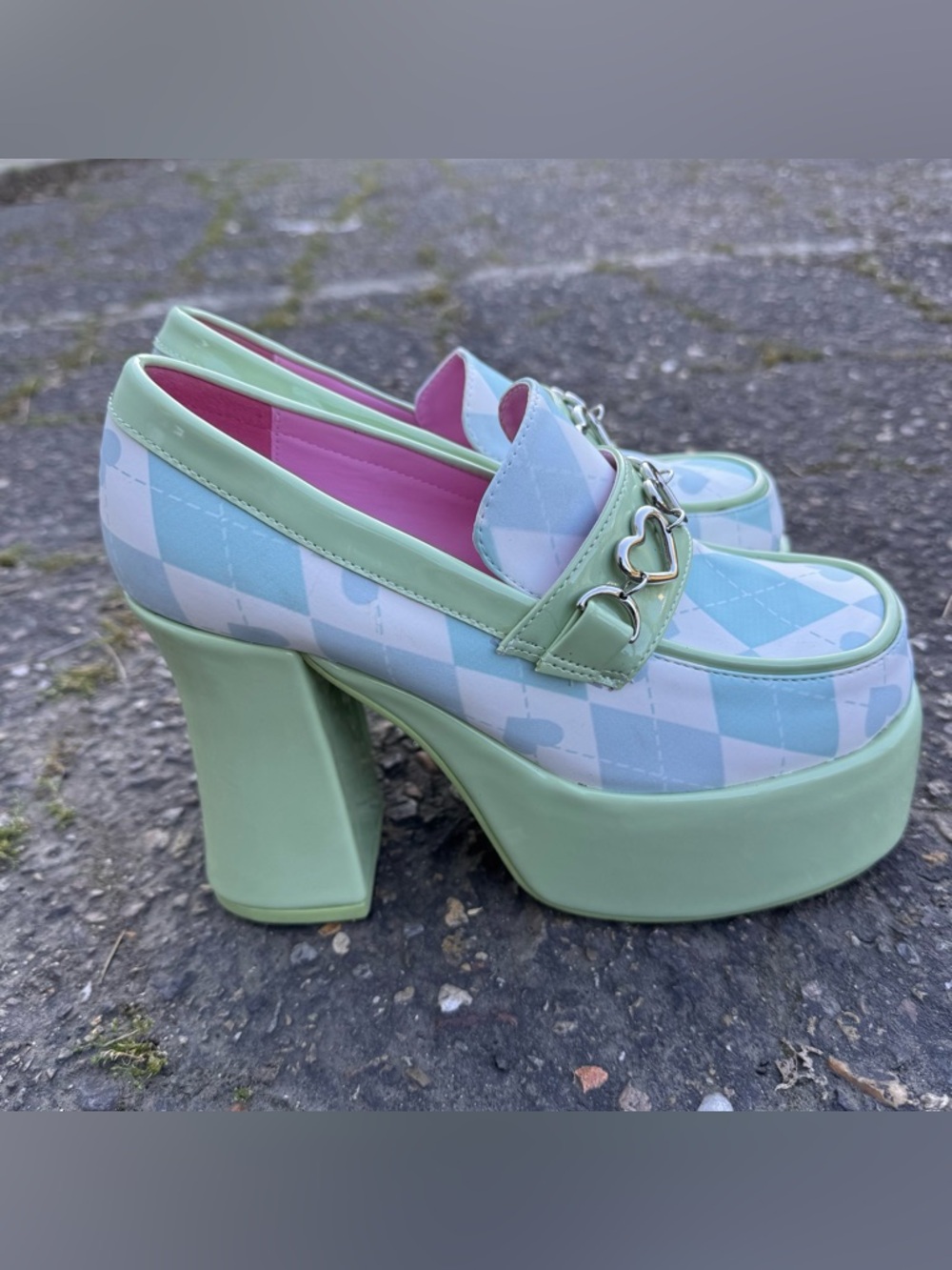 JULEP PREP SKOOL PRINCESS PLATFORM OXFORDS Sugar Thrillz Green White size 8 - Picture 4 of 13